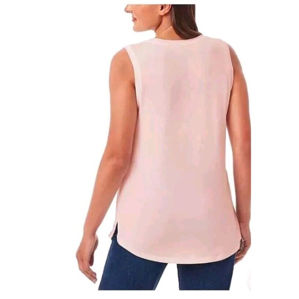 Members Mark Womens Sz XL Pink Relaxed Fit Curved Hem Essential Tank Top 8219 - Picture 2 of 4